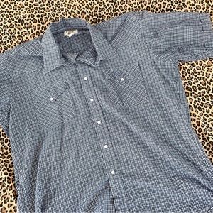 Vintage Plaid Pearl Snap Shirt Western Short Sleeved Collared Ruddock Brand Top